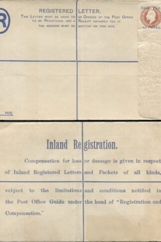 RP24 KEVII 3d Brown Registered Envelope Size H opt 40 PARAS