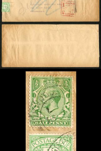 1928 Genuine 1/2d Post Due usage on Cover VERY RARE