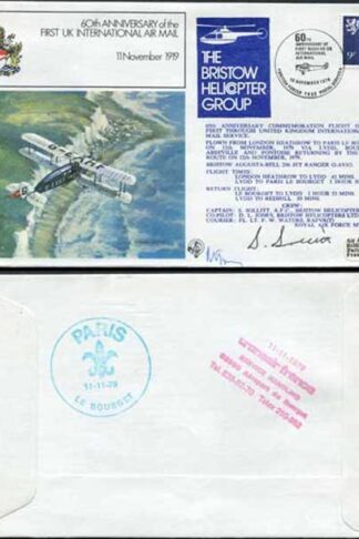 FF9b 60th Ann of the 1st Uk Int Air Mail Helicopter Crew Signed (B)