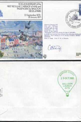 FF25b 1st Regular Carriage of Mail and Passengers by Balloon Pilot Signed (B)