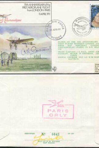 FF29c 1st Aeroplane Flight from London - Paris Signed by A.K Gatward