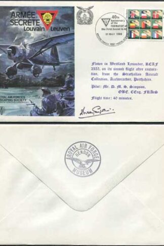 RAFES S.C.26c Armee Secrete Louvain Leuven Signed by D.M.S. Simpson