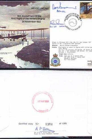 B13c 61st Ann of the 1st Flight of the Vickers Virginia Signed by Alan Boxer (A)