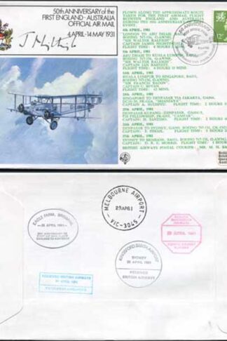 FF28b 1st England - Australia Official Air Mail Signed by Capt Nightingale