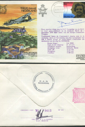 RAFES S.C.25c Terug Naar Nederland Signed by Baron J.A. Bentinck