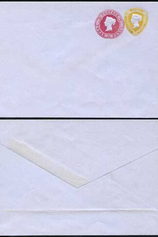 ESC216 QV 1 1/2d Yellow and 3d Carmine Stamped to Order Envelope Mint