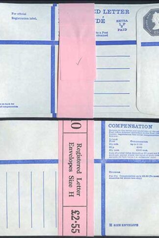 RP105 23p and 1/2p QEII Registered envelope Pack of 10 size H