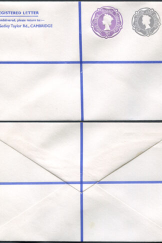 RSP16 2/- Grey and 3d Violet Stamped to Order Registered Envelope