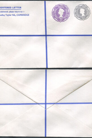 RSP16 2/- Grey and 3d Violet Stamped to Order Registered Envelope