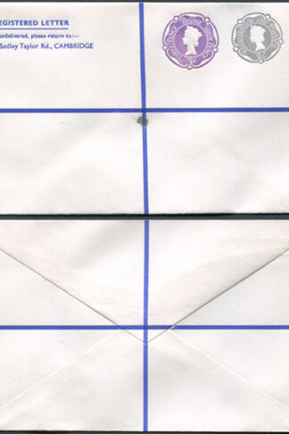 RSP16 2/- Grey and 3d Violet Stamped to Order Registered Envelope