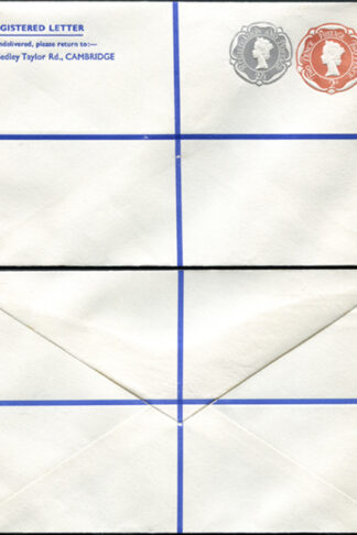 RSP18 2d Brown and 2/1 Grey Stamped to Order Registered Envelope