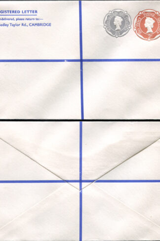 RSP18 2d Brown and 2/1 Grey Stamped to Order Registered Envelope