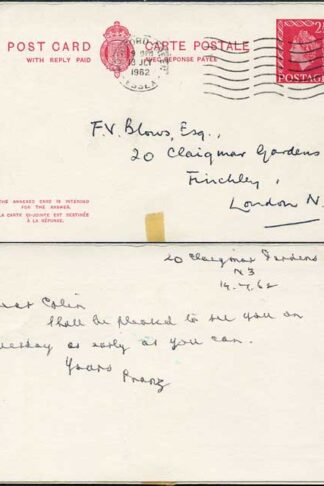 CP110a 2 1/2d Carmine Post Office Reply card Both Halfs used