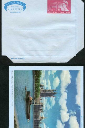 APS5 6d Pictorial View of London Houses of Parliament Air Mail Letter Sheet Mint