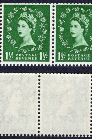 SB64 1 1/2d Green Wmk Edward Booklet Pane of Two Cyl 14 no dot U/M