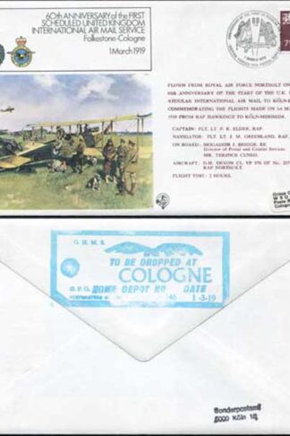 FF1-Aa 60th Ann 1st Scheduled UK International Air Mail Service Standard (A)