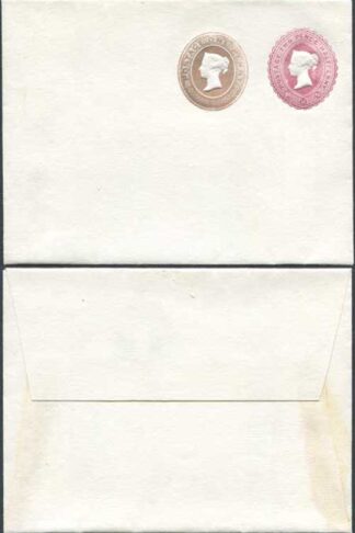 ESC129 QV 2d Lake (25.11.90) Penny Pink (no date) Compound Envelope Mint