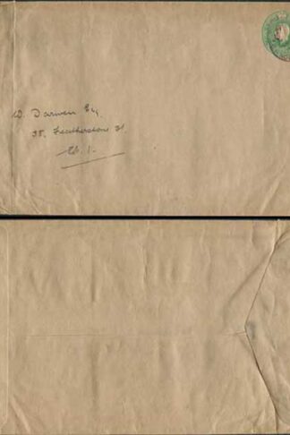 EP59 KGV 1/2d Green Post Office Issue Envelope size M Straight Edged Flap Used