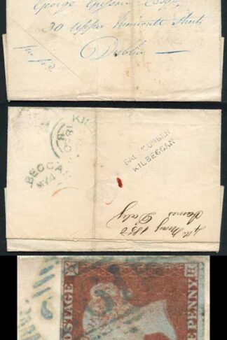 1841 Penny Red (CH) 261 Postmark and BALLYCUMBER + KILBEGGAN PMK in BLUE on Cov