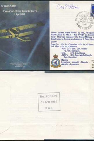 B4b Handley Page 0/400 Formation of the RAF Pilot Signed