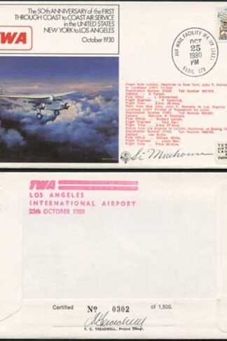FF26c 1st Coast to Coast in the US. NY to LA Signed by Silas Morehouse (A)