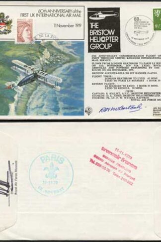 FF9c 60th Ann of the 1st UK Int Air Mail Signed by McIntosh (B)