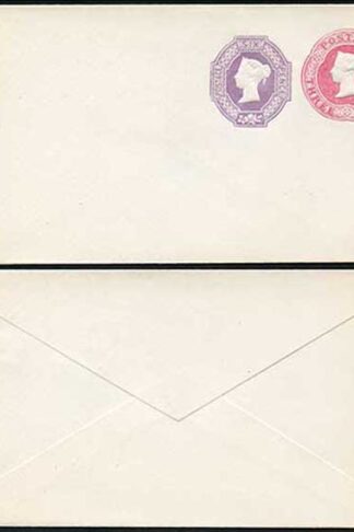 ESC364 QV 3d Carmine 9 Dot Florets and 6d Violet Stamped to Order Envelope