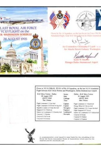 JS(CC)8c The Last RAF VC10 Flight UK-Washington Signed C.P Lumb K.W Meurlin (B)