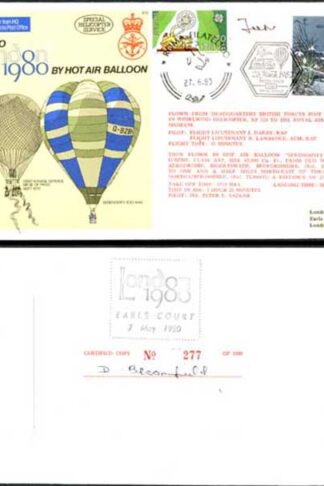C72c To london by Hot Air Balloon 1980 Signed by General G.D. Innocenti (B)