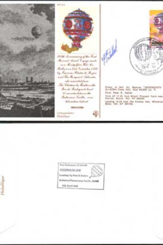 AC8c 1st Manned Aerial Voyage Signed by Peter Sadler