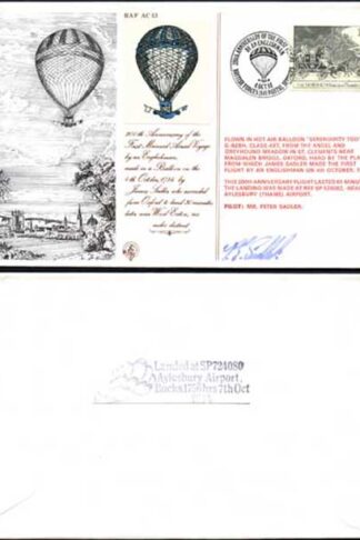 AC13 200th Ann 1st Flight by an Englishman Signed by Pilot Peter Sadler (A)