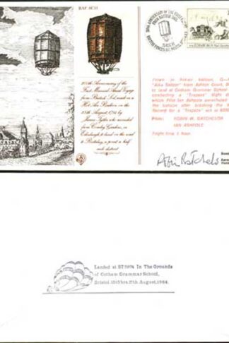 AC11b 200th Ann of First Flight From British Soil Signed by Robin Bachelor