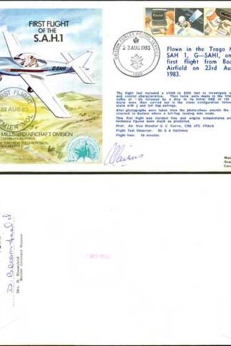 AC7 First Flight of the S.A.H.1 Signed by Air Vice Marshal G.C. Cairns