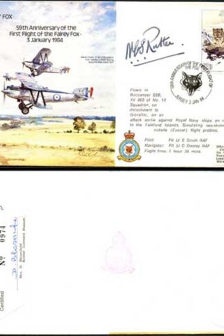B15c 59th Ann 1st Flight of the Fairey Fox Signed by N.C.S. Rutter (T)