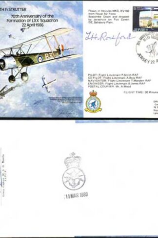 1986 Sopwith Strutter / LXX Sqd RAF Cover Signed L H Rochford (Facsimile) WW1
