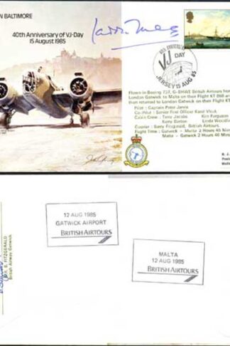 B35c Martin Baltimore 40th Anniv of VJ Day Signed by Laddie Lucas (C)