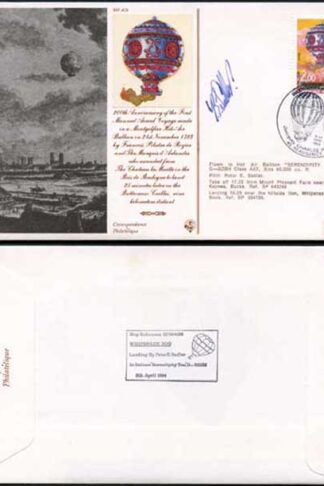 AC8a 200th Ann of First manned Aerial Voyage Signed by Peter Sadler (B)
