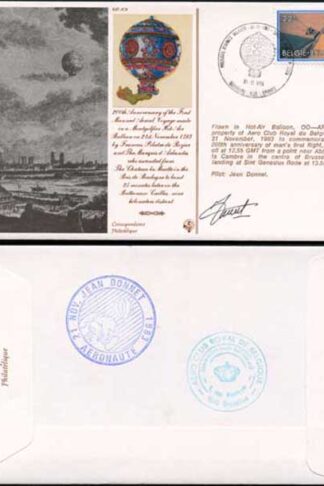 AC8b 200th Ann of First Manned Aerial Voyage Signed by Jean Donnet