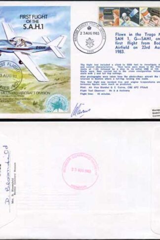 AC7 First Flight of the S.A.H.1 Signed by Air Vice Marshal G.C. Cairns