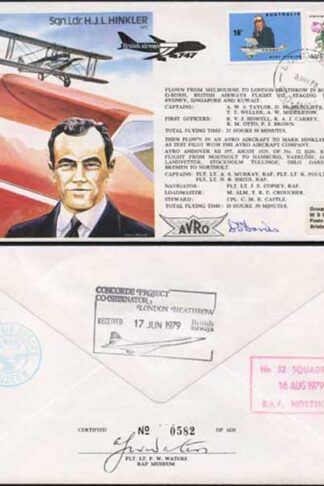 TP3c Sqn Ldr H.J.L. Hinkler AFC. Signed by Stewart D. Davies (B)