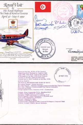 RV14d The Duke of Kent to Tunisia Signed by The Whole Royal Vist Crew (A)