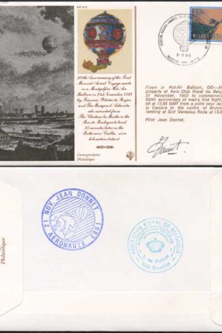 AC8b 200th Ann 1st Manned Airiel Voyage Signed by Pilot Jean Donnet (A)
