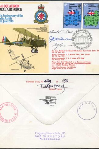 RAF12c No18 Sqn 25th Ann of Berlin AirliftSigned by Former Sqn Commanders