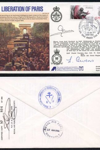 ES34c Liberation of Paris Signed by M. Lucien Duval and Len Owens (A)