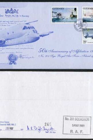 AC40a 5th May 1989 Guernsey Special 201 Sqn Postmark on set of 3 (A)