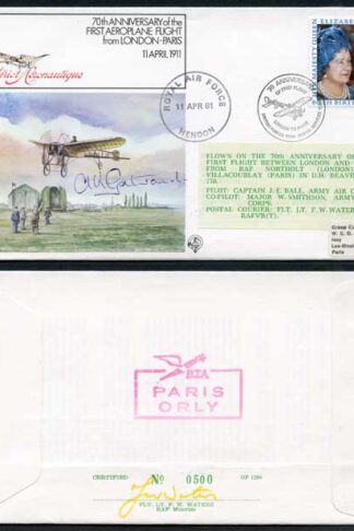 FF29c 70th Ann 1st Aeroplane Flight From London-Paris Signed by A.K. Gatward (B)
