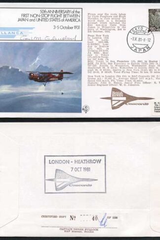 FF34c 1st Non-Stop Flight Between Japan and USA Signed by Carl M Cleveland (C)