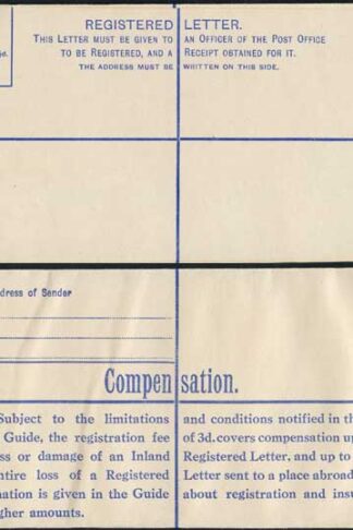 RP53 KGVI 5 1/2d Registered Envelope Size H2 Selling Price in Box MINT