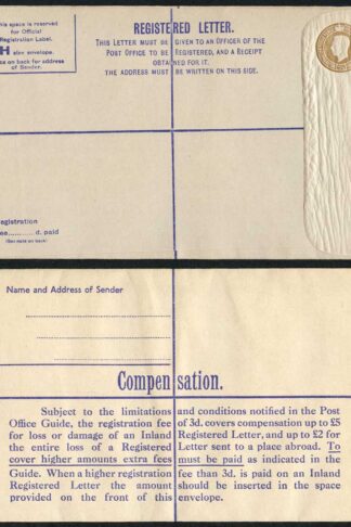 RP60 KGVI 5 1/2d Registered Envelope Size H Sans-Serif IMPRINT P A and Co Ltd M