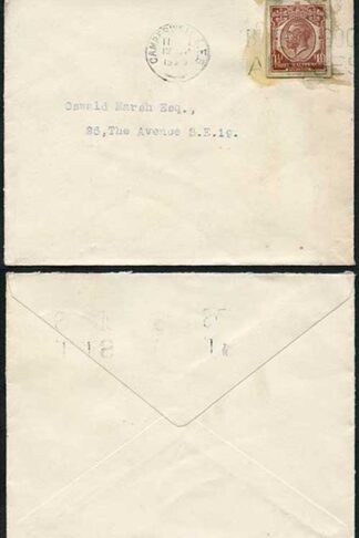 KGV Postal Stationary Cut-out used on cover